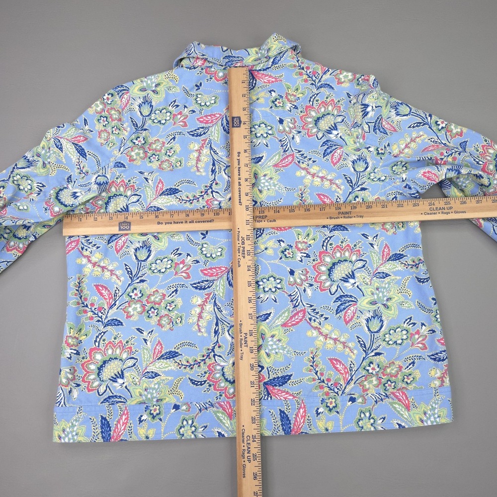 The Tog Shop Jacket Womens XL Blue Floral Print Cotton Button Front Preppy - Picture 9 of 14